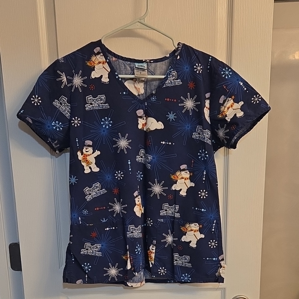 Women's Frosty The Snowman Scrub Top